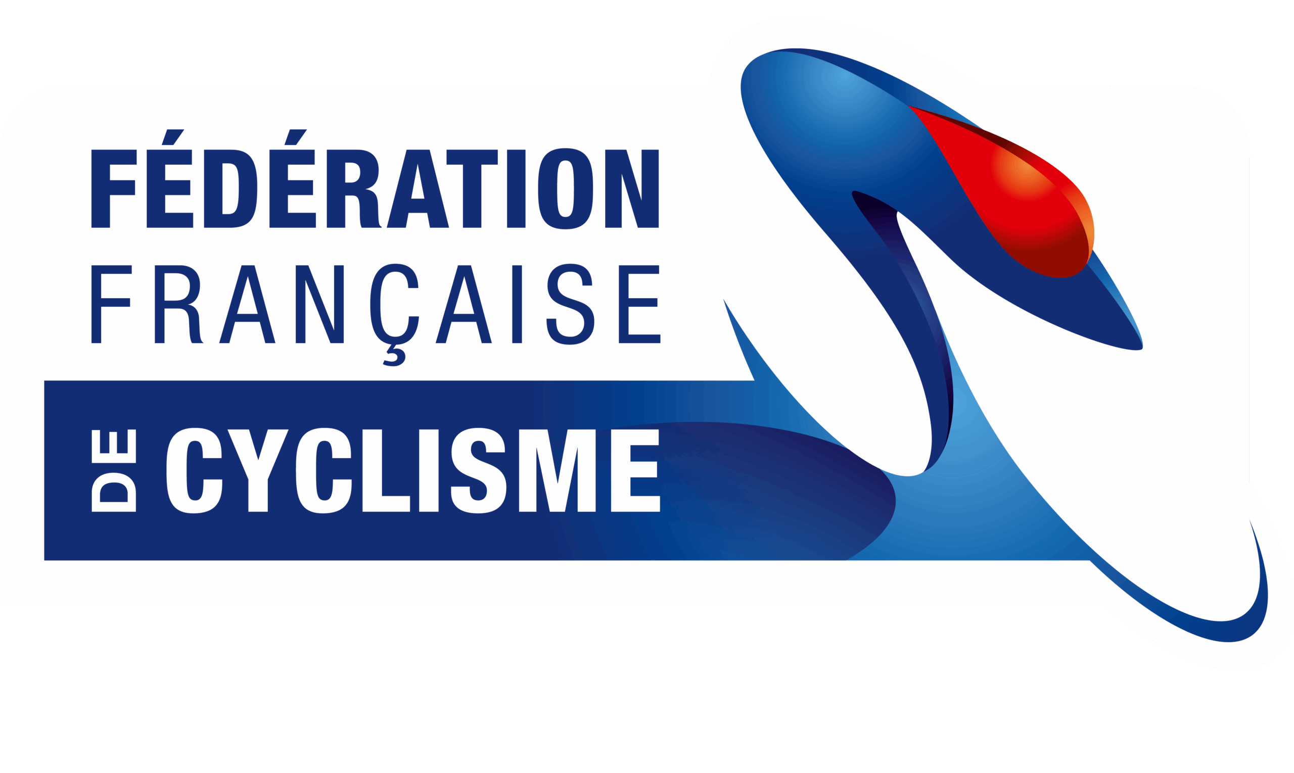 Logo de la Fédération Française de Cyclisme avec inscription en lettres bleues et pictogramme stylisé bleu, blanc et rouge